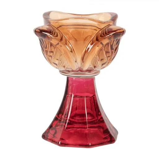 Červeno-oranžový skleněný svícen květina Colorful Garden - Ø 7*10 cm Clayre & Eef