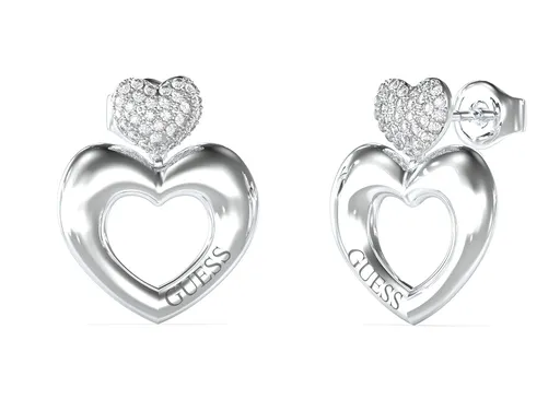Guess Ocelové srdíčkové náušnice Crazy In Love JUBE05209JWRHT/U