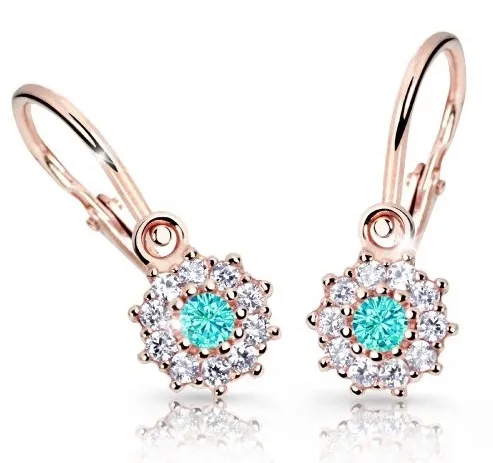 Cutie Jewellery Dětské náušnice z růžového zlata C2749-10-X-4 světle zelená