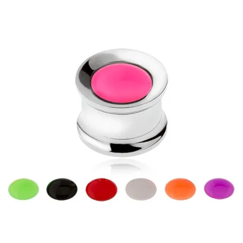 Tunel plug do ucha z oceli, 7 neonových disků, 12 mm