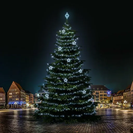 DecoLED LED světelná sada na stromy vysoké 21-23m, ledová bílá s dekory 8EFD13