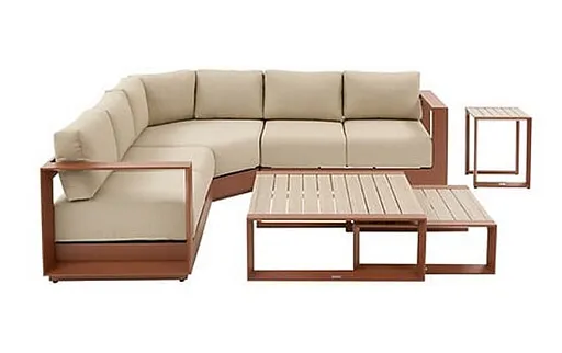 Hliníková rohová sestava pro 5 osob MADRID NEW (mahagon)