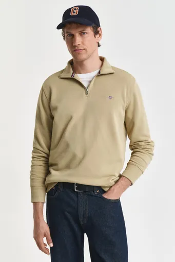 MIKINA GANT REG SHIELD HALF ZIP SWEAT WOODY BEIGE