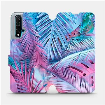 Flipové pouzdro na mobil Huawei Nova 5T - MG10S Fialové a modré listy (5903516056675)