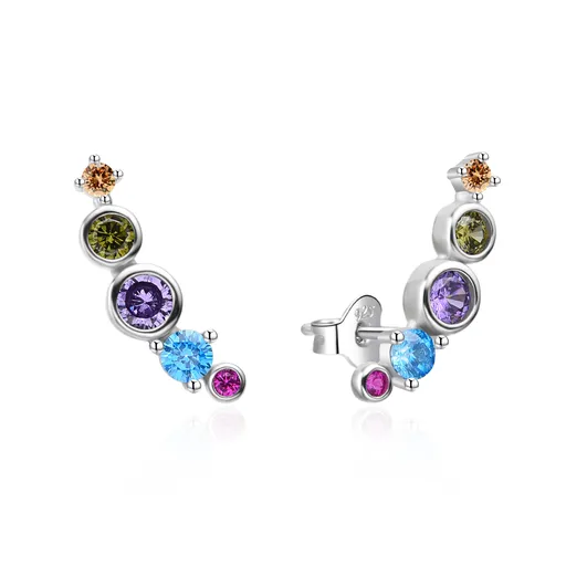Agato Podélné stříbrné náušnice s barevnými zirkony AGT-E255PC