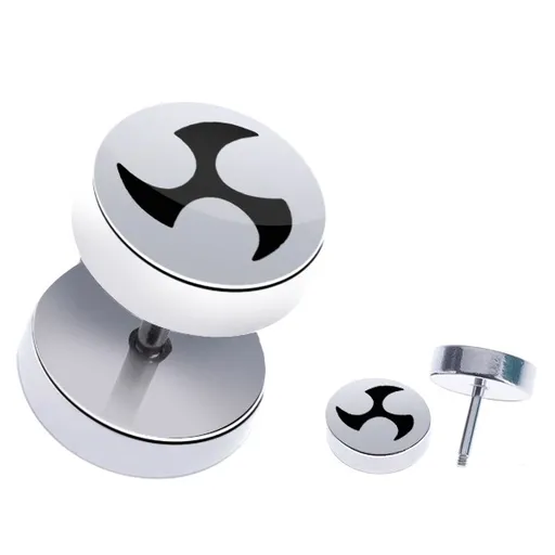 Kulatý falešný piercing do ucha z oceli - spirálový motiv