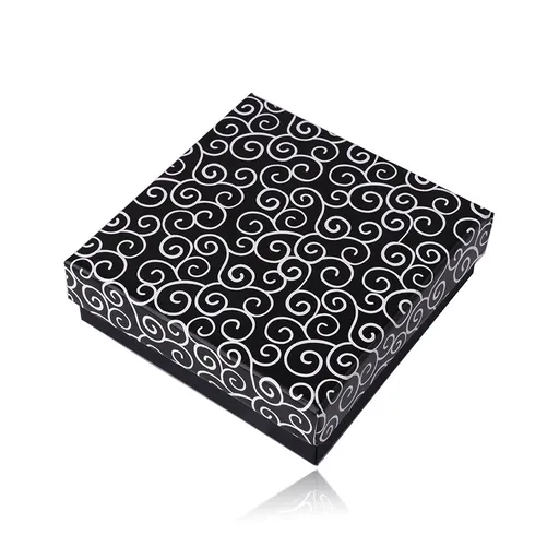 Dárková krabička na náhrdelník nebo set - černá barva, povrch s motivem ornamentu