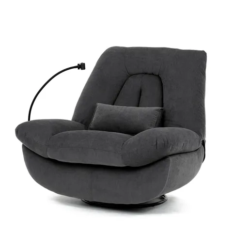 Polohovací elektrické křeslo se zabudovaným ovládáním, šedá