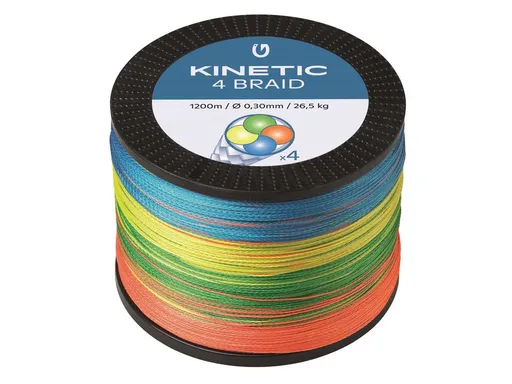 Kinetic Šňůra 4 Braid Multi Colour 1200m,Kinetic Šňůra 4 Braid Multi Colour 1200m