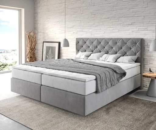 Boxspring postel Dream-Great 180x200 cm mikrovlákno šedá