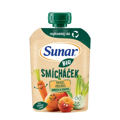 Sunar BIO Smícháček Mango, meruňka, mrkev, fenykl kapsička 100 g
