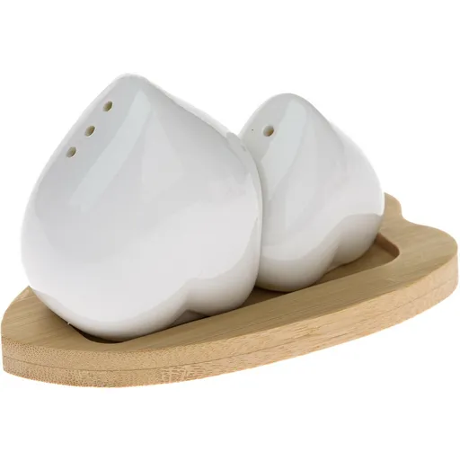 Porcelánová slánka a pepřenka s podtáckem Srdce