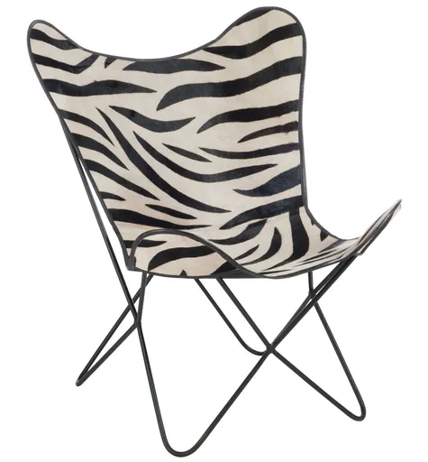 Bílo-černé kožené salónní křeslo Zebra - 75*87*86 cm J-Line by Jolipa