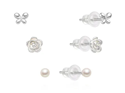 MOISS Hravá sada stříbrných náušnic E0004876 (3 páry náušnic)