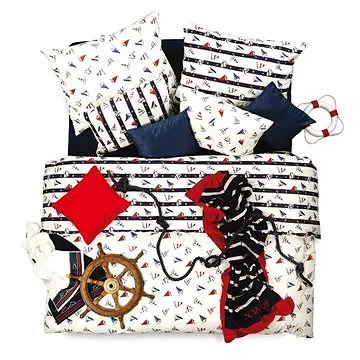 SCANquilt povlečení KLASIK DESIGN regata smetanovomodročervená (30221)