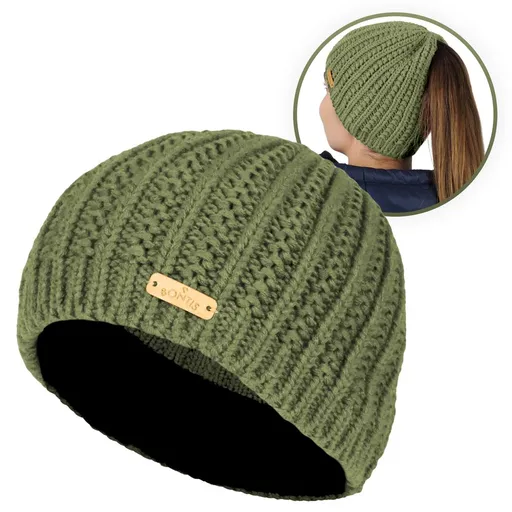 Bontis Dámská čepice s otvorem na culík - Olivová | uni
