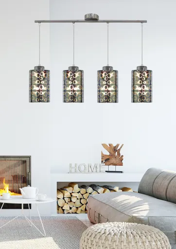 Závěsná lampa s chromovaným skleněným stínidlem 3D 4x40W Nocturno