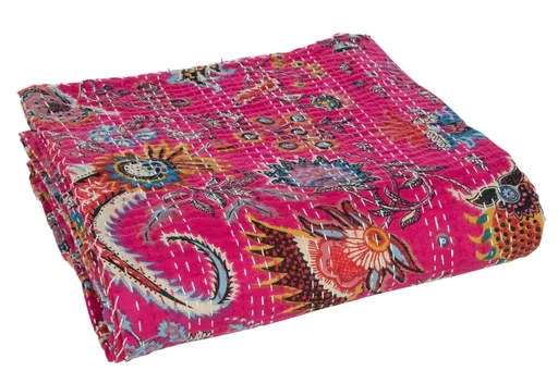 Veliká růžová bavlněná plážová deka s prošíváním Beach Plaid - 270*220*0,5 cm J-Line by Jolipa