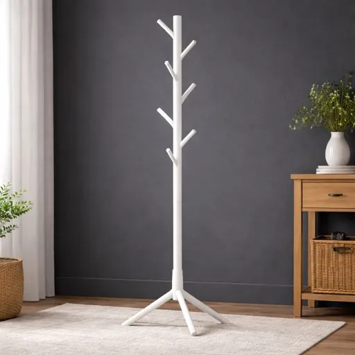 Dřevěný věšák na kabáty, 8 háčků, béžový