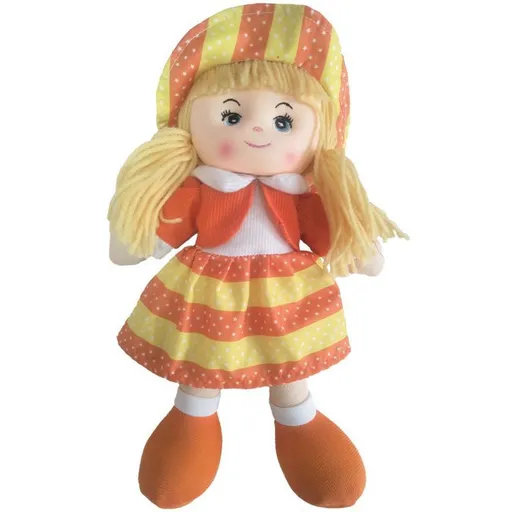 Panenka hadrová 60 cm oranžové šatičky