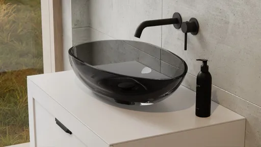 BESCO Umyvadlo na desku NEYA ze syntetické pryskyřice Barva Černá , Barva sifonu Bílá KENEYA60BW