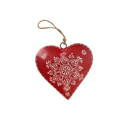 InDecor Závěsné plechové srdce Folk, 15 x 5 x 15 cm, S