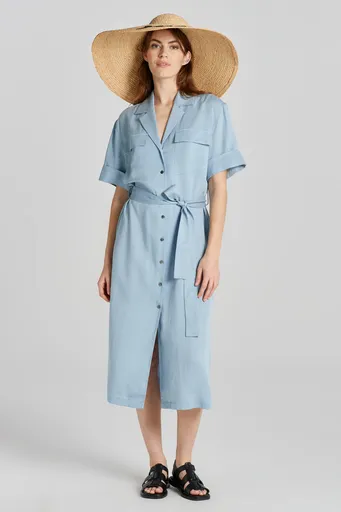 ŠATY GANT REL POCKET SS SHIRT DRESS DOVE BLUE
