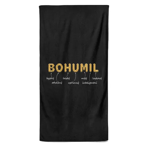 Osuška Mužská jména – GOLD (Jméno: Bohumil, Velikost osušky: 70x140cm)