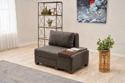 Rozkládací křeslo Perenna Linen Right - Anthracite