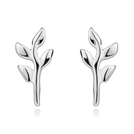 Náušnice ze stříbra 925 - větvička s plnými listy, puzety