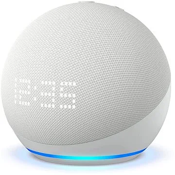 Amazon Echo Dot (5th Gen) with clock Glacier White (B09B95DTR4)