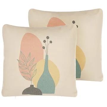 BELIANI, Sada 2 polštářů s abstraktním vzorem 45 x 45 cm vícebarevný CARDOON, 307589 (beliani_307589)