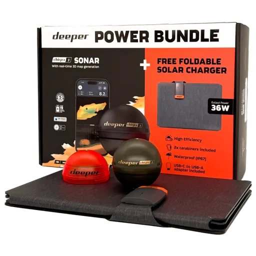 Deeper power bundle nahazovací sonar chirp+ 3 a solární nabíječka