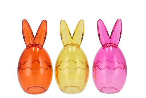 3ks barevná skleněná dóza vajíčko s oušky Rabbi - Ø 8*17 cm daan kromhout