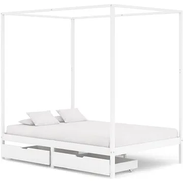 Shumee s nebesy 2 zásuvky bílý masivní borovice 140x200 cm, 3060444 (3060444)