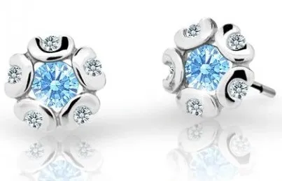Cutie Jewellery Dětské náušnice z bílého zlata C2178-30-X-2 světle modrá