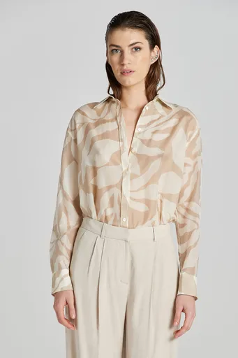 KOŠILE GANT REL PALM PRINT COT SILK SHIRT DRY SAND