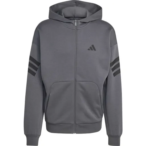 adidas FI 3 STRIPES FULL ZIP HOODED M Pánská mikina, tmavě šedá, velikost XXL