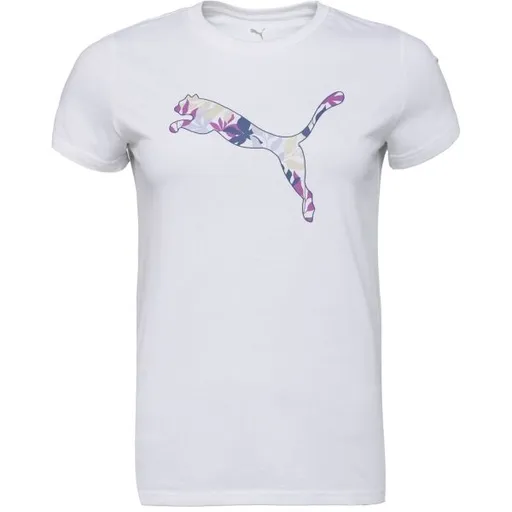 Puma GRAPHICS FLORAL CAT LOO TEE Dámské triko, bílá, velikost