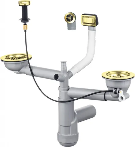 DEANTE Sifon zlato Náhradní sifonová sada, 1.5  and 2 bowl ZXY_Z912