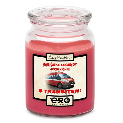 Svíčka Hasičské legendy – Transit (Vůně svíčky: Višně v čokoládě)