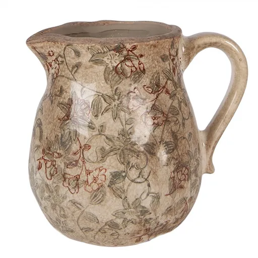 Béžový antik keramický džbán s květy Margaus M - 16*13*16 cm Clayre & Eef