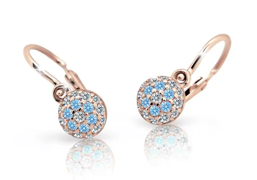 Cutie Jewellery Dětské náušnice z růžového zlata C2150-10-X-4 světle modrá