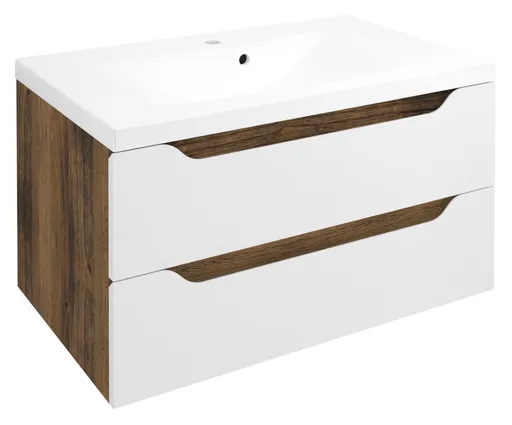 SAPHO WAVE umyvadlová skříňka 79,7x45x47,8cm, bílá/dub collingwood WA080-3019