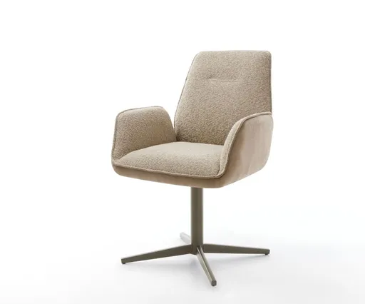 Jídelní židle Zoa-Flex mix materiálů béžová podnož titanová