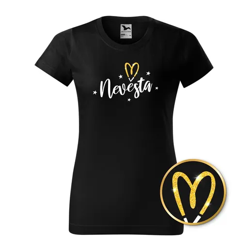 Bontis Tričko Nevěsta TŘPYTIVÉ SRDCE - Černá | L