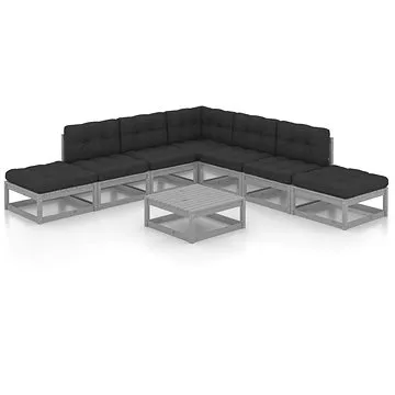 8dílná zahradní sedací souprava s poduškami masivní borovice, 3076561 (3076561)