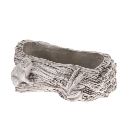 Betonový obal na truhlík Kmen s žábou šedá, 12 x 21 cm