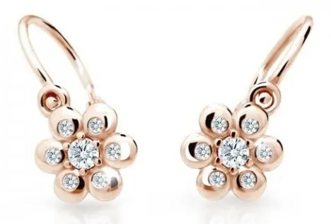 Cutie Jewellery Kytičkové dětské náušnice z růžového zlata C2247-10-X-4 bílá
