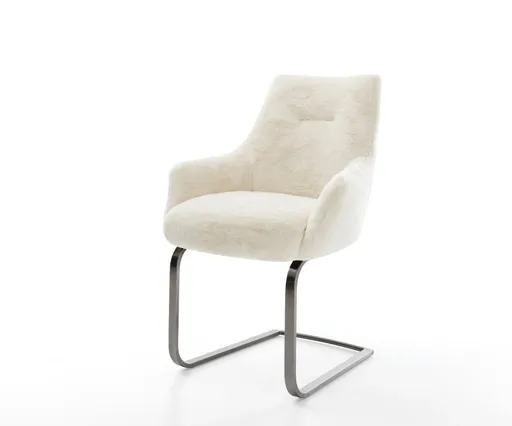 Jídelní židle Alja-Flex s područkami plyšový manšestr krémovo